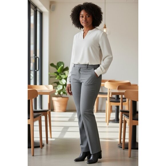 Express Design Studio Editor Mid-Rise Dress Pants Gray Size 2R - Picture 1 of 12